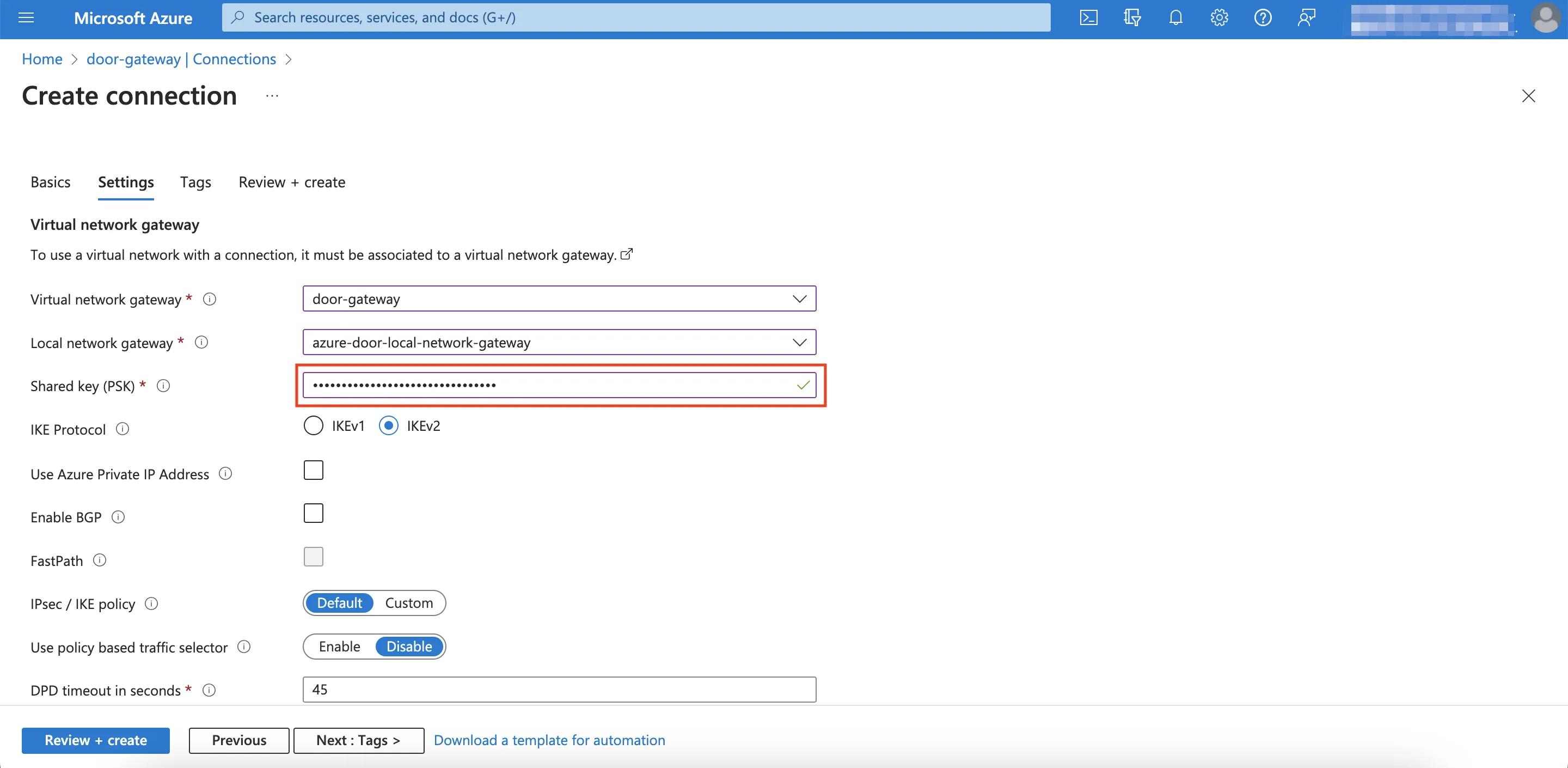 Pre-Shared Key Configuration
